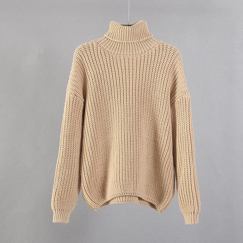 Christmas Gift Hirsionsan Turtle Neck Sweater Women 2021 New Korean Elegant Solid Cashmere Soft Oversized Thick Warm Female Pullovers Tops
