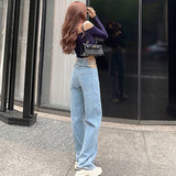 Kukombo  streetwear Side Cross Chain Hollow Out Wide-leg Women's Jeans High Waist Pants Sexy Elegant Ladies Europe Fashion Jeans KZ355
