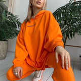 Christmas Gift Casual Women Fleece Hoodie Two Piece Sets Oversize Pullover Sweatshirt And Elastic Pencil Pant Suits Fashion Female Sport Outfit