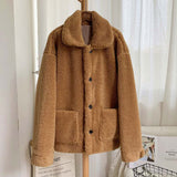 Christmas Gift 2021 Winter Thicken Warm Teddy Fur Jacket Coat Women Casual Fashion Lamb Faux Fur Overcoat Fluffy Cozy Loose Outerwear Female