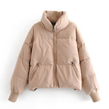 Christmas Gift 2021 Solid Color Fashion Winter Parka Women Long Sleeve Zipper Thick Warm Parkas Coat Casual Down Jacket With Pockets