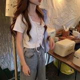 Christmas Gift T-shirts Women Cropped Summer Simple Design Tops Casual Short Sleeve College All-match Stylish Plus Size Mujer Ulzzang Clothing