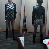 Black PU Leather Crop Jacket Street Wear Punk Style Womens Coats Long Sleeve Turn-Down Zipper Short Jacket 2022 Fashion