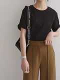 Christmas Gift Hirsionsan 100% Cotton T Shirt Women Summer New Oversized Solid Basic Tees 9 Color Casual Loose Tshirt Korean O Neck Khaki Tops