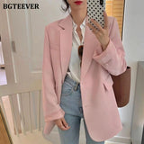 Christmas Gift BGTEEVER New Spring Autumn Loose  Women Jacket Blazer Casual Notched Collar Long Sleeve Female Jackets 2021 Ladies Suit Coats
