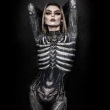 Halloween Kukombo 2023 Hot Halloween Print Horror Human Skeleton Jumpsuit Cosplay Costume Female Carnival Party Performance Clothing Tights