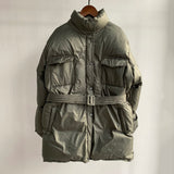 Christmas Gift Msfancy Green Quilted Coat Women Winter Fashion Stand Collar Tunic Bandage Jacket Mujer 2021 Vintage Pockets Warm Parkas Outwear
