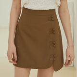 Christmas Gift FANSILANEN Ladies button-shaped decorative irregular mini skirt