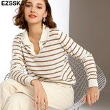 Christmas Gift cashmere spring  Striped T Shirt Short Sleeve Women summer loose o-neck T Shirt chic t-shirt Tee Shirt Female top