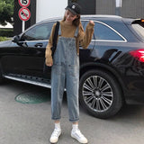 Christmas Gift Women's denim Jumpsuits Loose Solid Color Thin high Waist All-Match Straight Preppy Style  Summer Pocket Woman Denim Overalls