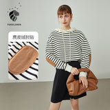 Christmas Gift FANSILANEN Hoodies Women's Striped Hooded Sweater Loose Korean Style Pullover Top Women Long Sleeve Round Neck Sweatshirt Hoodie