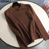 Christmas Gift Polo callor women's sweaters 2021 Thin Autumn Winte wool swearter slim female Women chic female loose women's jumper pull