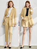 Kukombo Spring Suit Female Offical Lady Blazer Women,Lace Vneck Tanks,High Waist Women's pants Female Shorts