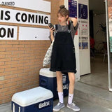 Kukombo Korean Overalls Harajuku Student Style 2022 Summer Loose Thin  Pants  Thin Retro Straight Women's Overalls Demin Jumpsuits