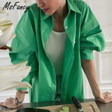 Christmas Gift Msfancy Green Shirt Women 2021 Y2K Chemise Femme Long Sleeve Oversized Casual Camisas De Mujer Tops