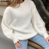 Christmas Gift Soft oversized Cashmere Sweaters Women 2021 puff sleeve Winter sweater Pullovers Loose Female  Warm Basic sweater Jumper
