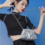 Kukombo Fashion Metal Chain Shoulder Bags For Women Purses and Handbags Ladies Crossbody Bags Women Messenger Bags bolsos de mujer K36
