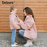 Christmas Gift 2021 Fashion Mother & Daughter Teddy Faux Fur Coat Winter Warm Pocket Women Girls Overcoats Sisters Street Sweet Jacket Coats