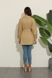 Kukombo Solid Color Casual Shirt Women's Belt Wide Loose Belt Blouse Coat Fashion Buttoned Single Breasted All-Match Chic Tops