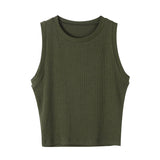 Christmas Gift Hirsionsan Knitted Ribbed Solid Vest Women Casual Basic Skinny Tank Sleeveless Cottons Sexy Ladies Summer Off Shoulder Crop Tops