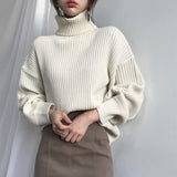 Christmas Gift Vintage Thicken Striped Women Sweaters Autumn Winter Turtleneck Pullovers Jumpers Female Korean Knitted Tops Femme 2021