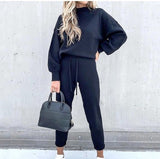 Christmas Gift Casual Solid Sweatshirt Suit Women Autumn Turtleneck Pullover and Pencil Pants Winter Plus Size Female Tracksuit 2 Piece Sets