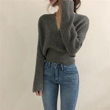 Christmas Gift New 2021 Autumn Winter Women Sweaters Knitting V-neck Cross Wild Fashionable Sexy Pullovers Female Lady Tops SW7777