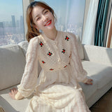 Kukombo Graduation Gift Big Sale  Knitting Sweater Maxi Dresses for Women Female Korea Style Slim Embroidery Wool Long Sleeve Woman Dress Party Autumn Winter K71