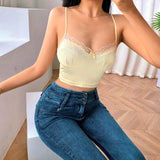 Sweetown New Aesthetic Cute Flower Tops Women Lace Trim Vintage 90s Kawaii Clothes Structure Stitched V Neck Sexy Corset Top