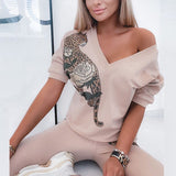Kukombo  2022 Autumn Winter New 3D Lion Printed Women's Casual Hooded Sweater Set Sportswear Long Sleeve Women's Clothing Suit