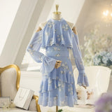Kukombo 2022 Autumn Elegant Women Ruffles Yellow Dress Fashion Ladies Chiffon Dresses Party Girls Chic Floral Dress