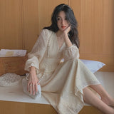 Women Summer Elegant Vintage Dresses Sequin Puff Sleeve V Neck Beach Maxi Dress High Waist A-Line Vestido