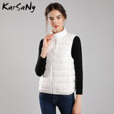 Christmas Gift Short Ultra Light Down Vest Women Winter Warm White Duck Down Sleeveless Vest For Women Plus Size Thin Lightweight Winter Jacket