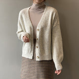 Kukombo Cardigan Women 2022 Spring Sweater Hollow Out Korean Fashion V-Neck Knitted Clothes Purple Long Sleeve Soft Outwears