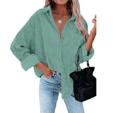 Christmas Gift Autumn Corduroy Jacket Woman Long Shirt Jacket Women Button Coat Jackets Women Fashion Overshirt Loose Coat Female 2021