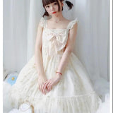 Kukombo Hstar Cute Women's Lolita OP Dress Flouncing Trim Japanese Harajuku Long Sleeves Victorian Dress Vestidos Gothic Lolita Cosplay