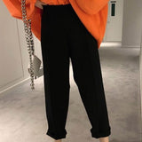 Christmas Gift Y2K 2021 Autumn Winter Women Pants Harem High Waist Wide Legs Warm Knitted Fashionable Ankle-Length Trousers P3168JX