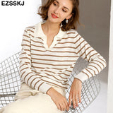 Christmas Gift cashmere spring  Striped T Shirt Short Sleeve Women summer loose o-neck T Shirt chic t-shirt Tee Shirt Female top