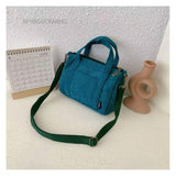 Kukombo  Corduroy Shoulder Bag Women Vintage Shopping Bags Zipper Girls Student Bookbag Handbags Casual Tote With Outside Pocket