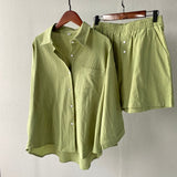 Kukombo Christmas Gift Msfancy Summer Two Piece Set Women Cotton Shorts Sets Vintage Boho Oversized Shirt High Waist Loose Shorts Mujer Sets