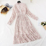 Christmas Gift 2021 Spring and Autumn New Style Floral-Print Chiffon Dress Women's French Vintage Base Dress Fairy Immortal Dress