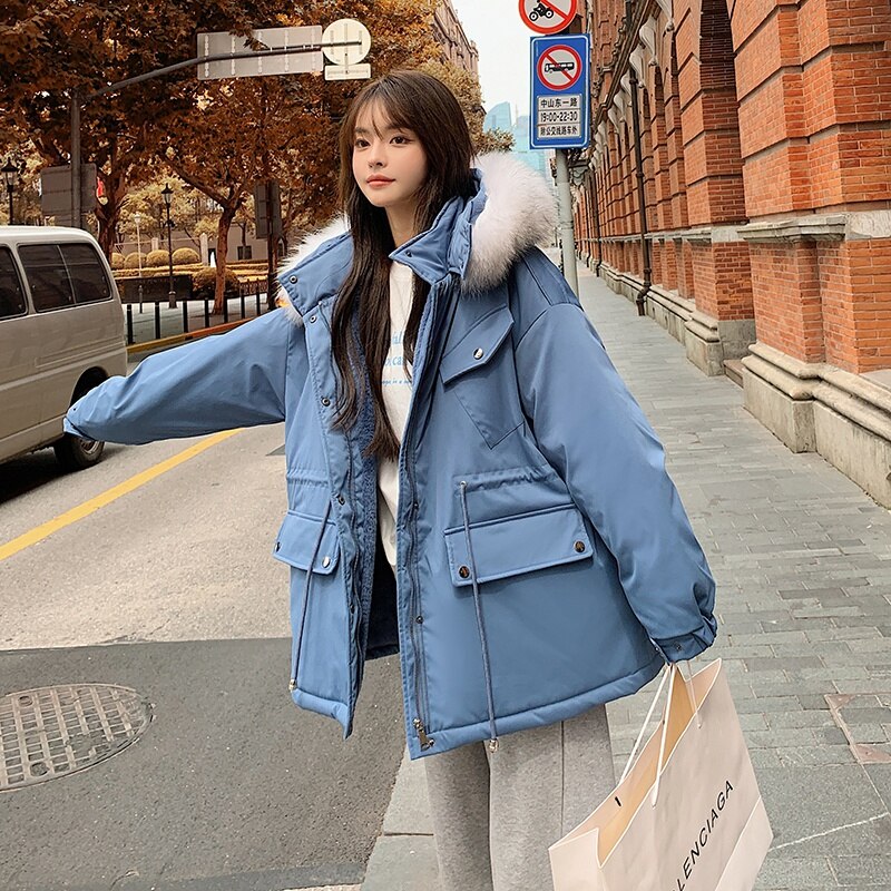 Christmas Gift New down cotton jacket Korean style pie overcomes short plush thickened Jacket Women's cotton jacket loose jacket