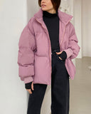 Kukombo Autumn Winter Down Puffer Jacket Woman Thick Bubble Coat Cotton Liner Padded Parkas Female Warm Zipper Outerwear 2022