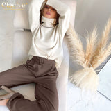 Kukombo High Waist Classic Wide Leg Trousers Women Elegant Pleated Palazzo Pants With Sash Ladies Long Pants Office 2022 spring