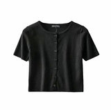 Kukombo Summer Crop Top Women Graphic T Shirts Vintage Short Button Up Shirt Elegant Graphic Tees Women Cute Tops Green 2022 New