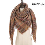 Christmas Gift 2021 New Winter Knitted Scarf Cashmere Pashmina Women Warm Neck Scarves Shawls Plaid Wraps Triangle Stoles Lady Bandana