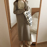 Christmas Gift Knitted Dresses Fall Warm Sweater Women Dress Winter Long Sweaters Long Loose Maxi Oversize Lady Dresses Bodycon Robe Vestidos-A