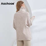 Christmas Gift Autumn Winter Women Solid Turtleneck Pullovers Top Batwing Long Sleeve Warm Pullovers Female Striped Casual Loose Jumper