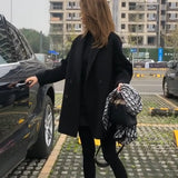 Christmas Gift Women Woolen Double Breasted Long Trend Coat Za Autumn Winter Casual Long Sleeve Overcoat Loose Vintage Fashion Outwear Jacket