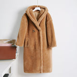 Christmas Gift Oversized Long Hooded Teddy Jacket Coat Women Winter 2021 Trendy Female Warm Overcoat Vintage Casual Loose Faux Fur Coats Jacket